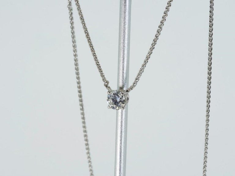Beautiful 14K White Gold Necklace with 0 24 Ct Natural Diamond AIG