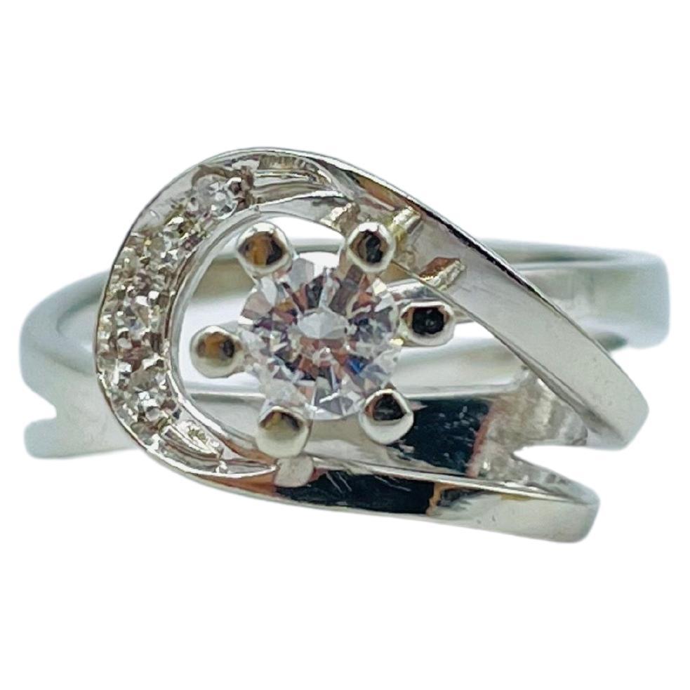 Beautiful 14k White Gold Solitaire Ring with a 0.32 Carat Diamond
