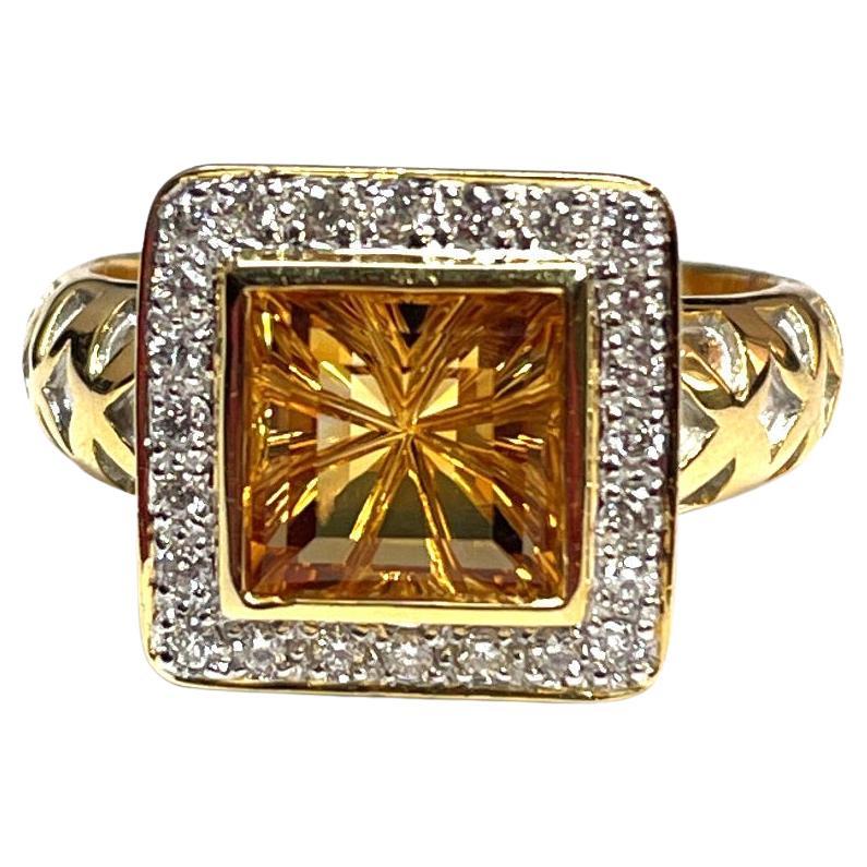 Beautiful 14k Yellow Gold Citrine Diamond Ring