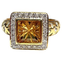 Beautiful 14k Yellow Gold Citrine Diamond Ring