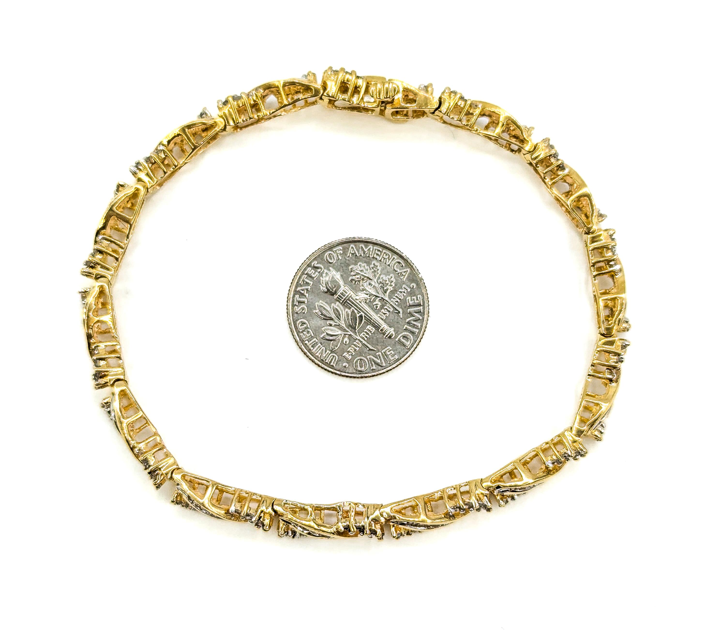 Magnifique bracelet en or jaune 14 carats avec diamants en vente 2