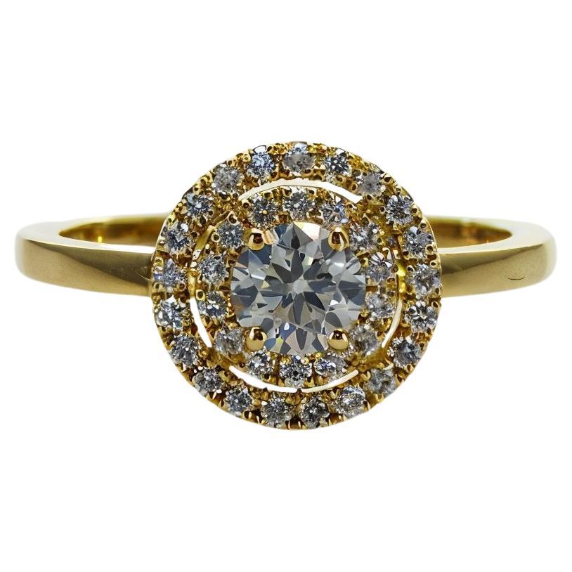 Schönes 14K Gelbgold  helo Verlobungsring mit 0,65 Karat natürlichen Diamanten im Angebot