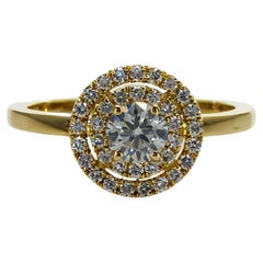 Bellissimo oro giallo 14K  Anello di fidanzamento helo con diamanti naturali da 0,65 carati