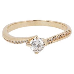 Beautiful 14k Yellow gold Twisted Ring with 0.38 ct Natural Diamonds AIG Cert