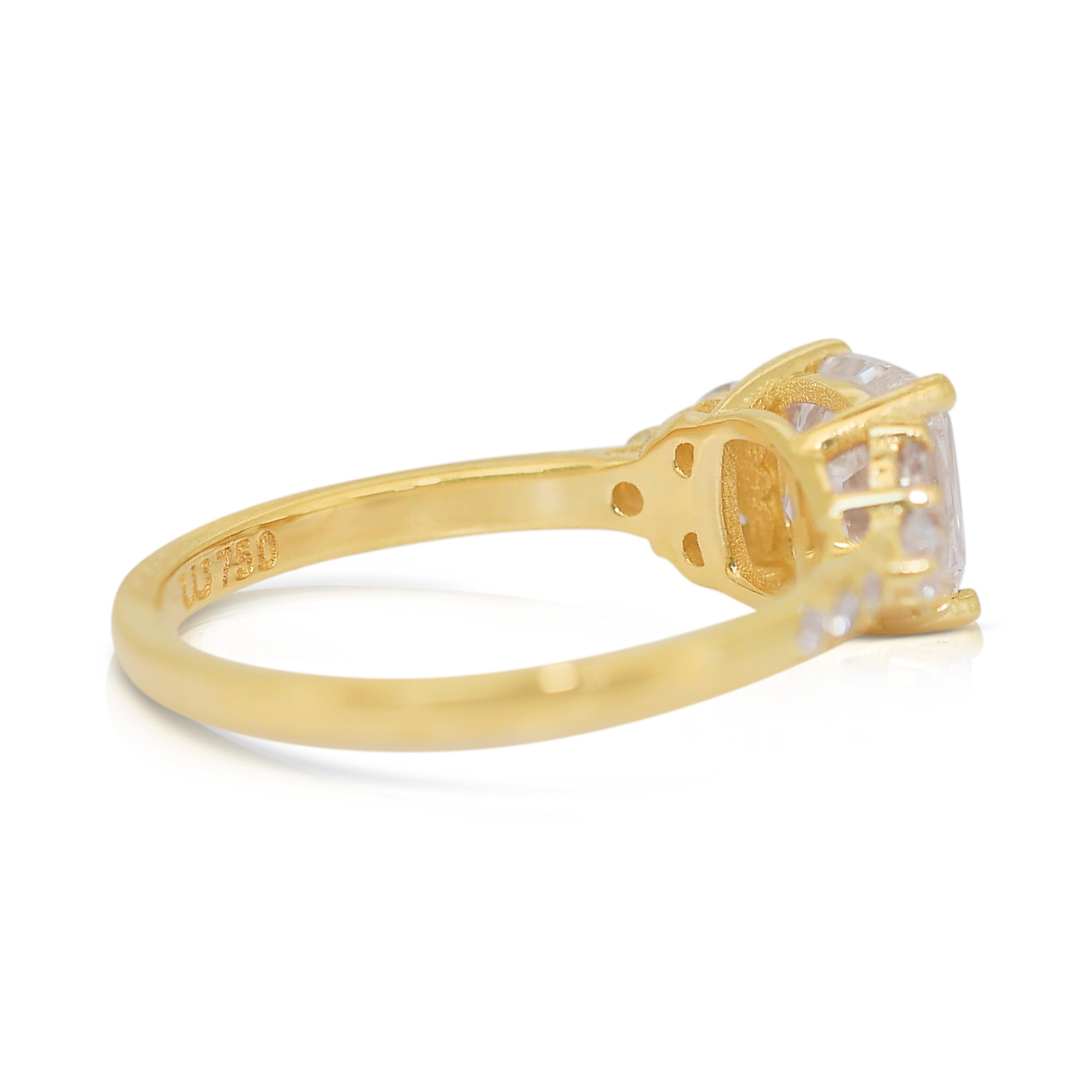 Beautiful 1.51ct Diamonds Pave Ring in 18k Yellow Gold - IGI Certified In New Condition In רמת גן, IL