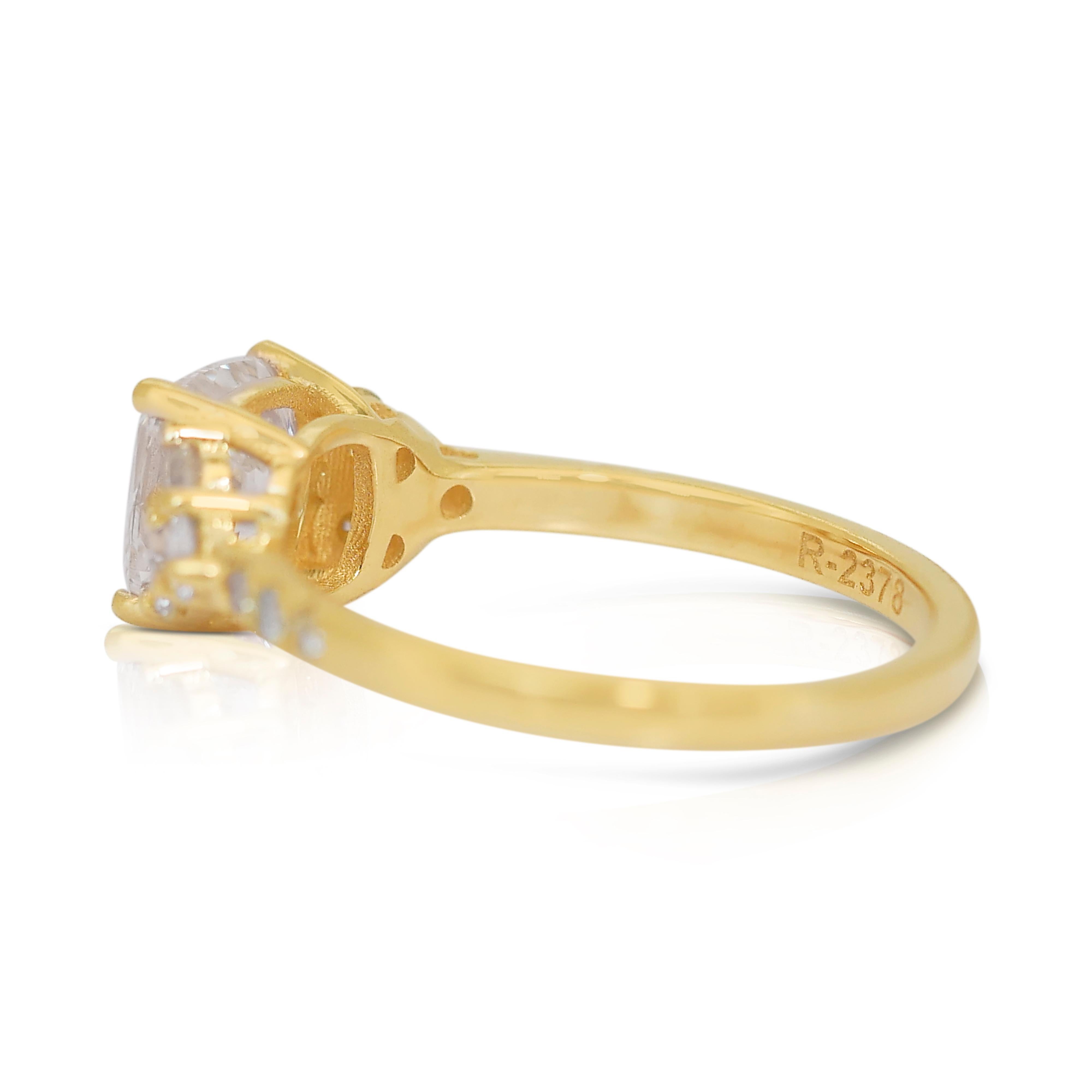 Beautiful 1.51ct Diamonds Pave Ring in 18k Yellow Gold - IGI Certified 1