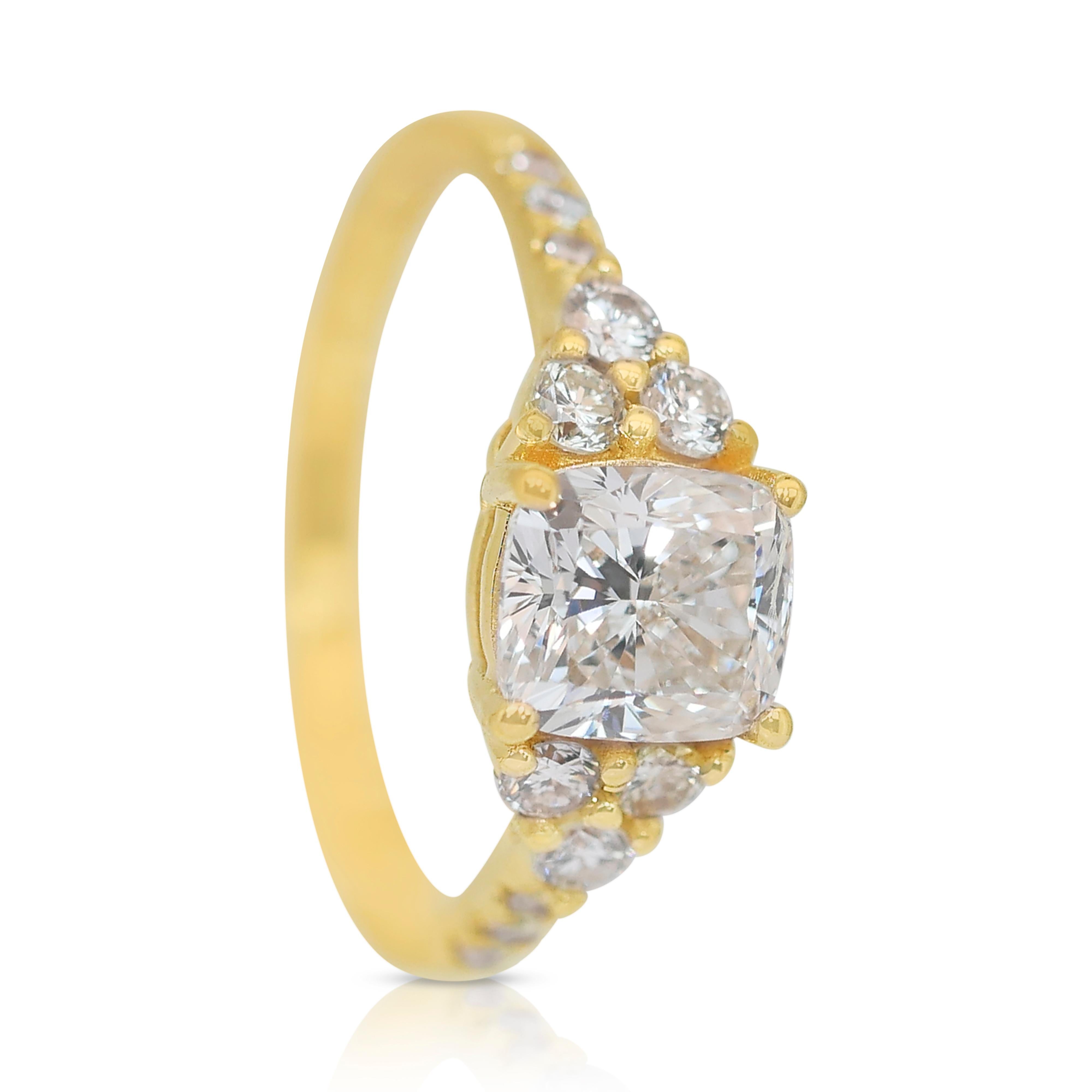 Beautiful 1.51ct Diamonds Pave Ring in 18k Yellow Gold - IGI Certified 3