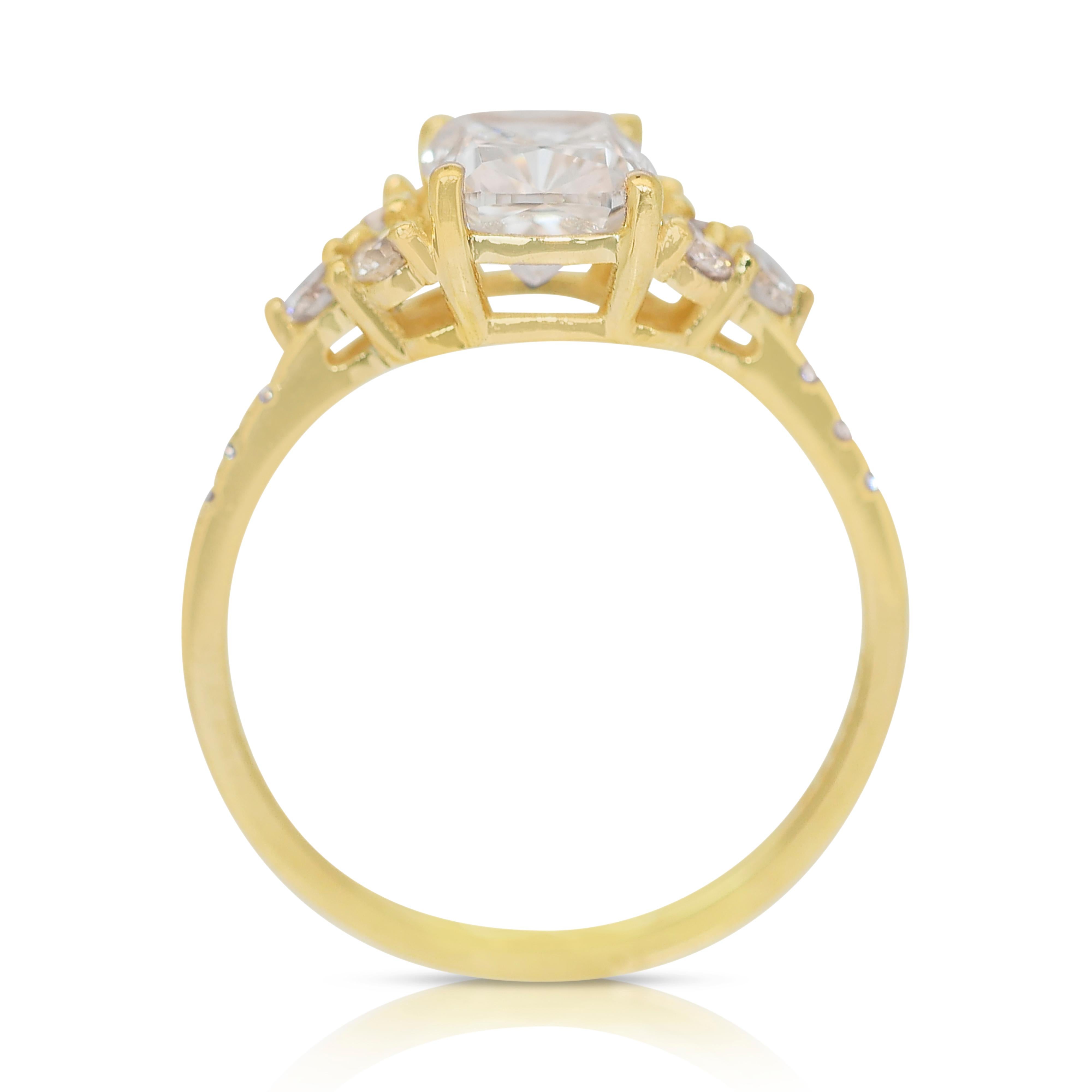 Beautiful 1.51ct Diamonds Pave Ring in 18k Yellow Gold - IGI Certified 4