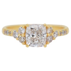 Beautiful 1.51ct Diamonds Pave Ring in 18k Yellow Gold - IGI Certified