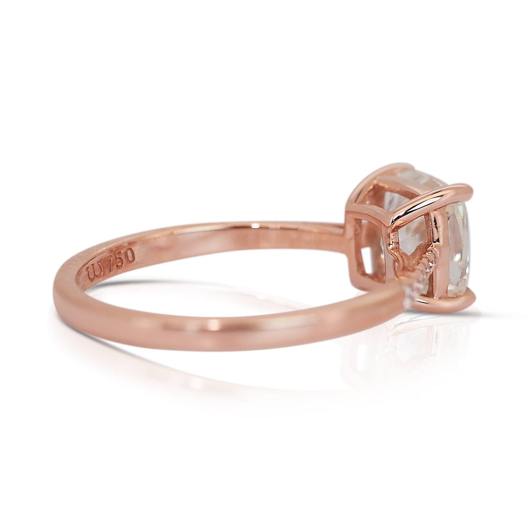Beautiful 1.58ct Double Excellent Ideal Cut Diamonds Pave Ring in 18k Rose Gold In New Condition In רמת גן, IL