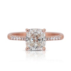 Beautiful 1.58ct Double Excellent Ideal Cut Diamonds Pave Ring in 18k Rose Gold