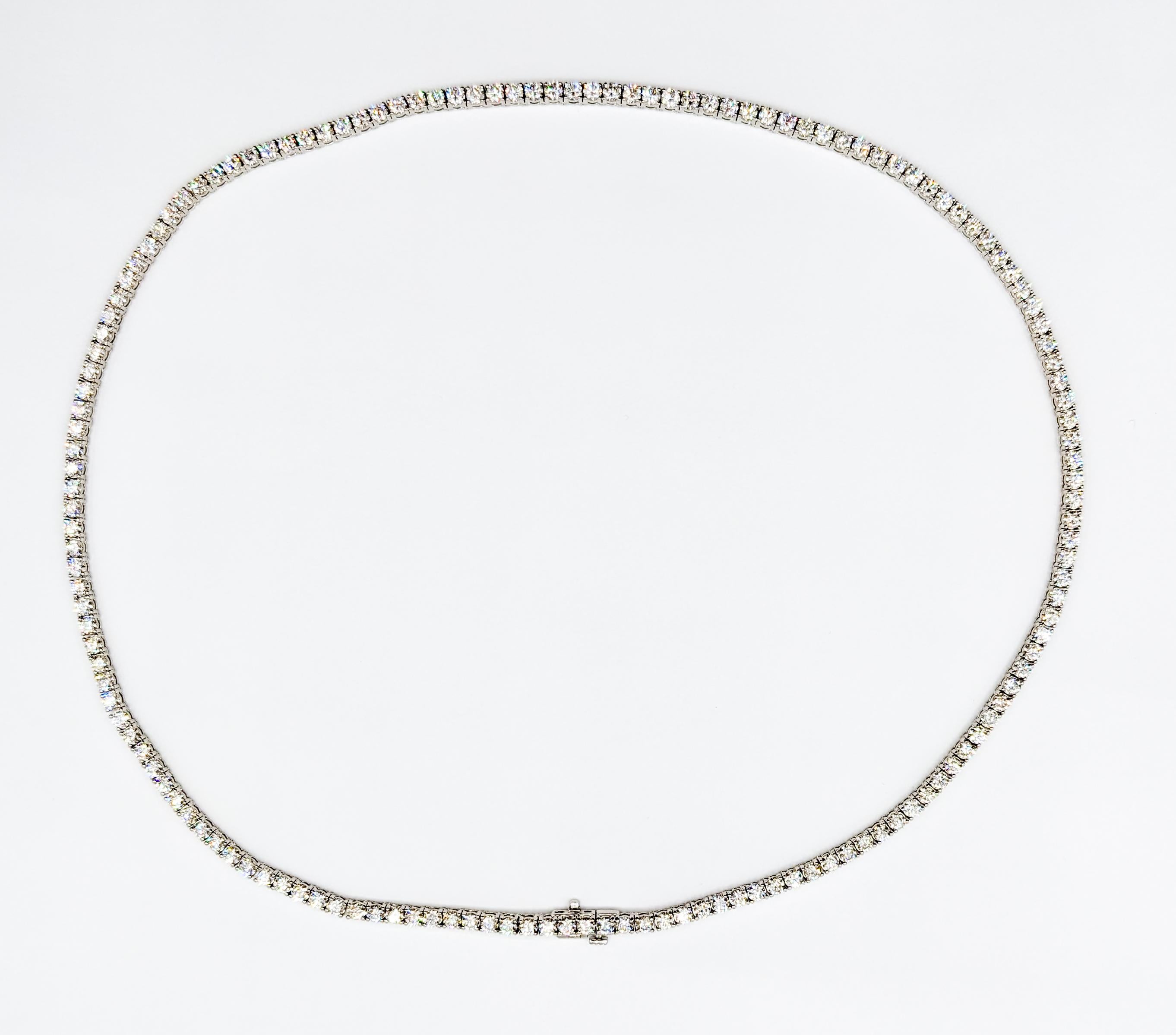 Taille ronde Magnifique collier tennis en or blanc 14 carats avec diamants naturels de 16,88 carats