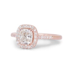 Bellissimo anello aureolato con 1,72 carati di diamanti in oro rosa 18 carati - Certificato GIA