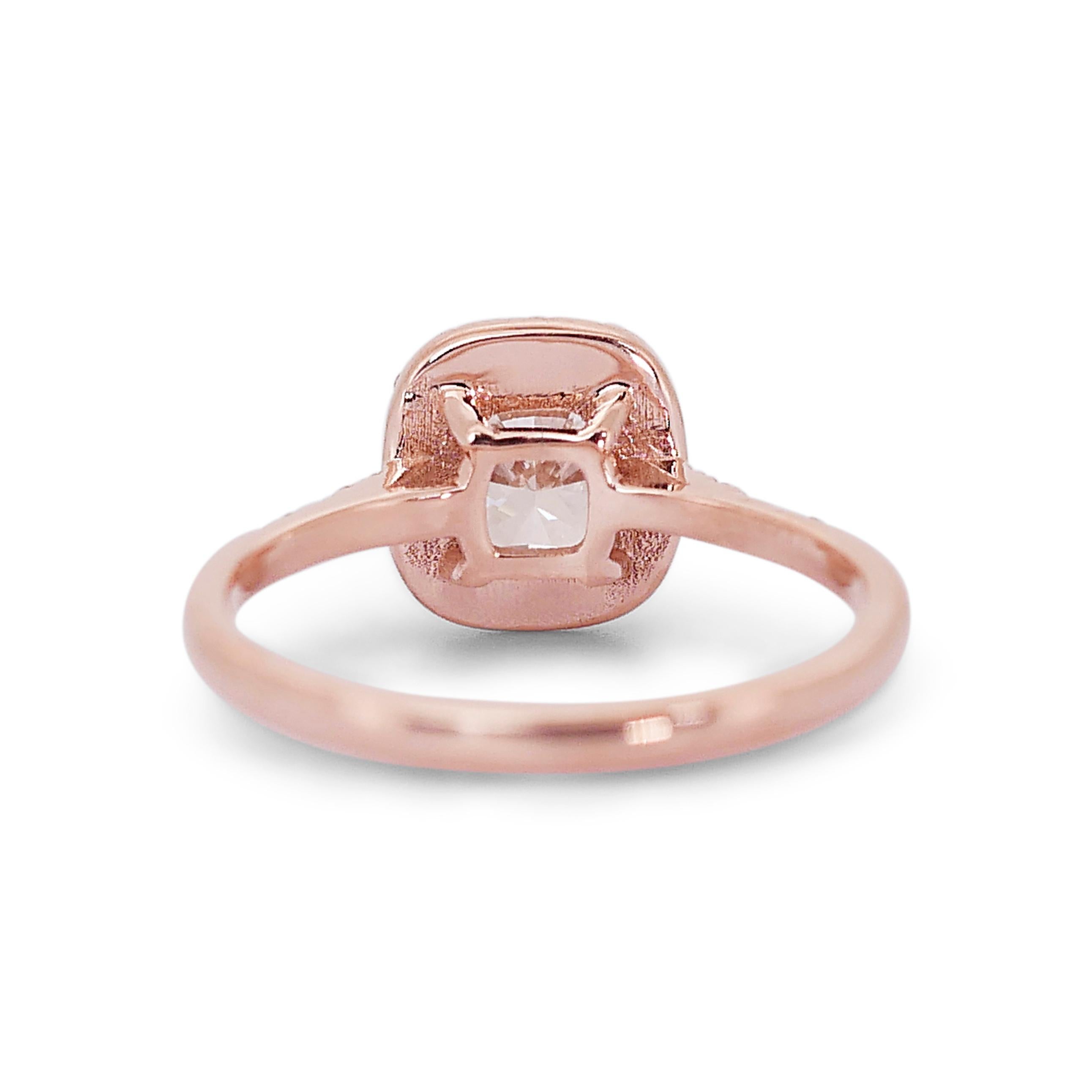 Beautiful 1.72ct Diamonds Halo Ring in 18k Rose Gold - GIA Certified For Sale 1