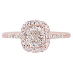 Beautiful 1.72ct Diamonds Halo Ring in 18k Rose Gold - GIA Certified