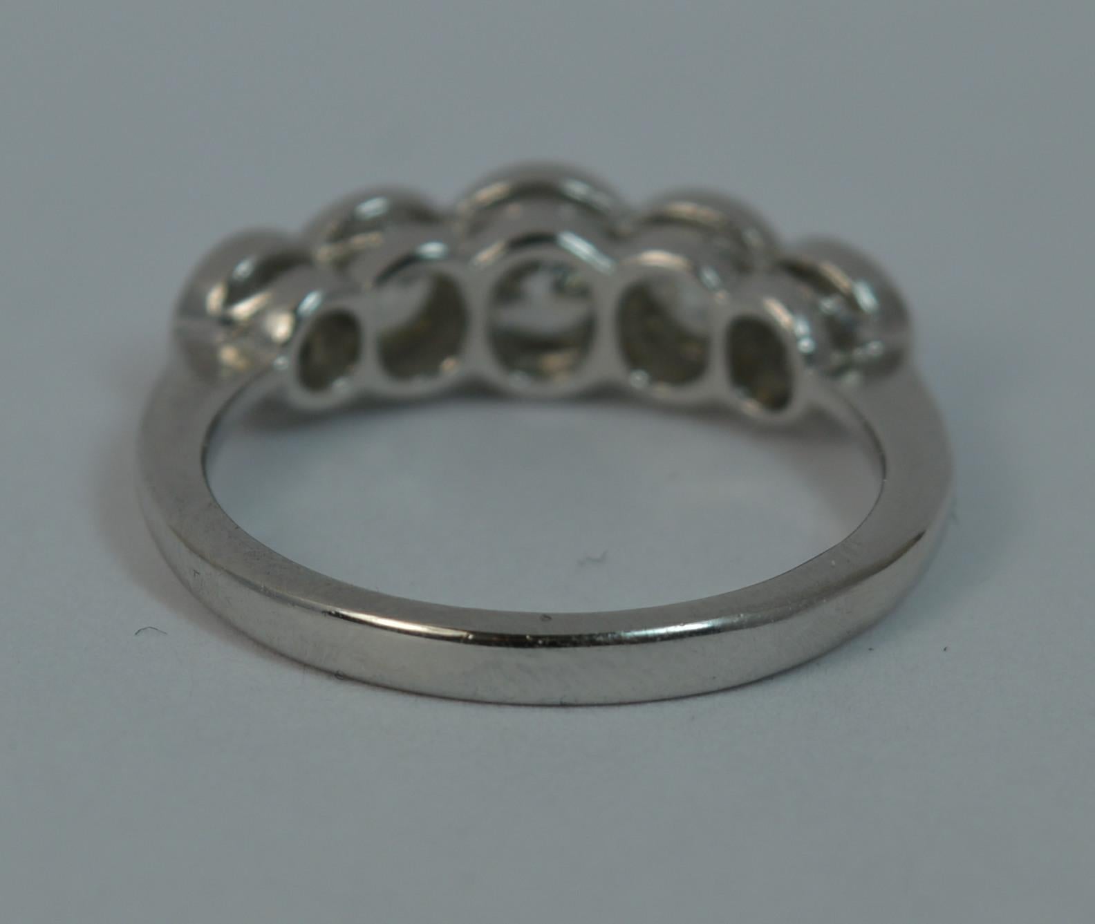 Beautiful 1.75 Carat Diamond Five-Stone Platinum Bezel Set Stack Ring In Excellent Condition In St Helens, GB