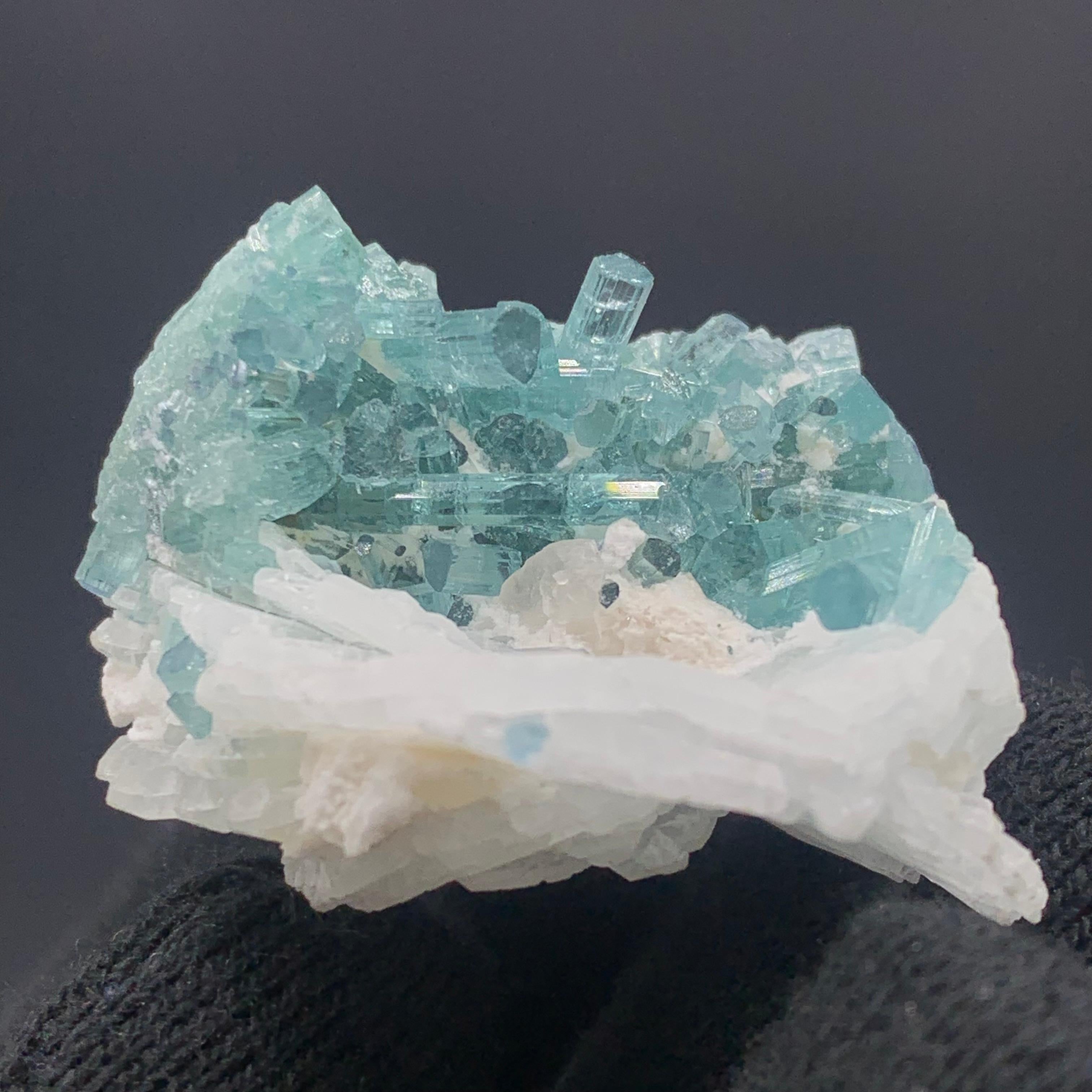 Beautiful 17.91 Gram Tourmalines Specimen on Albite from Kunar, Afghanistan For Sale 2