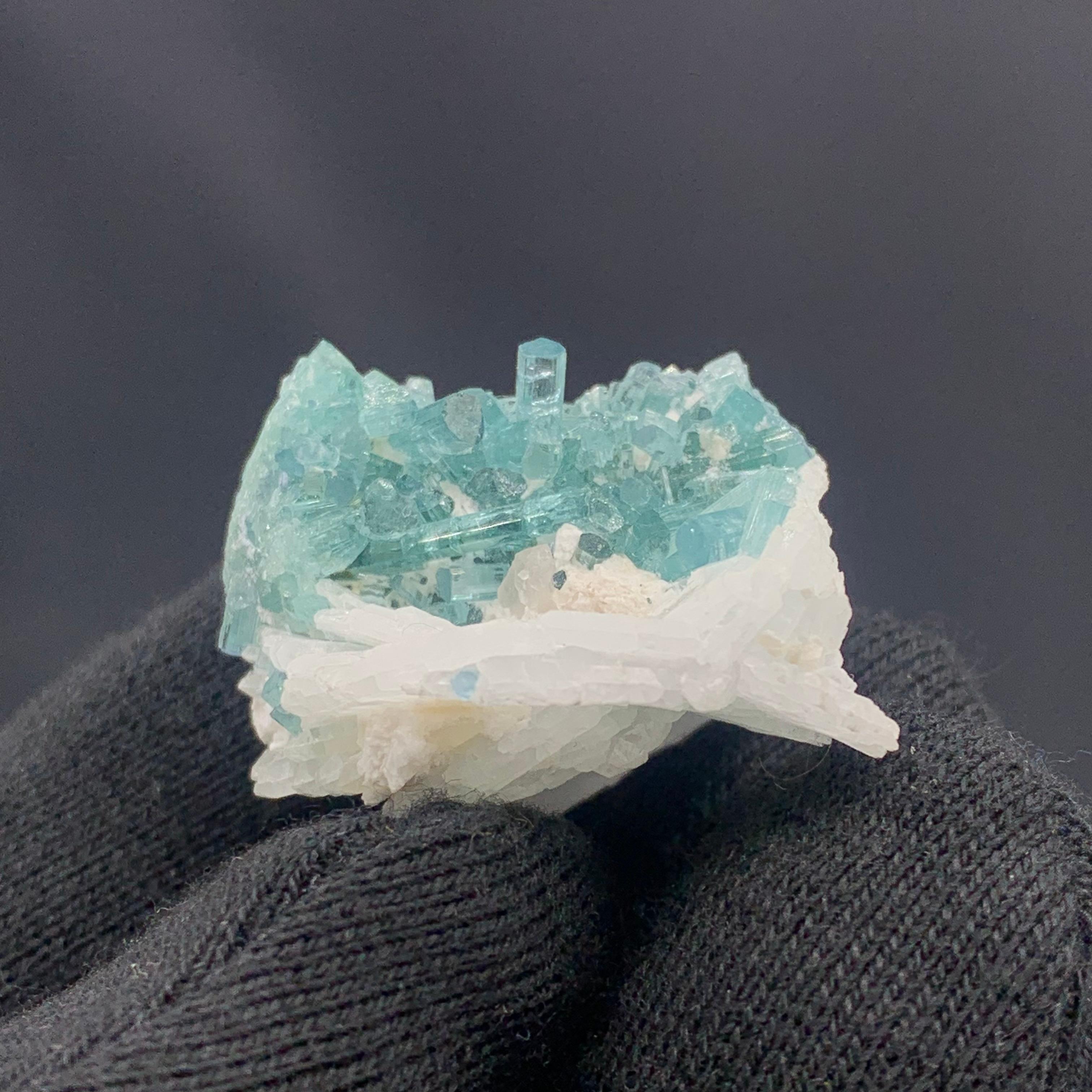 Other Beautiful 17.91 Gram Tourmalines Specimen on Albite from Kunar, Afghanistan For Sale