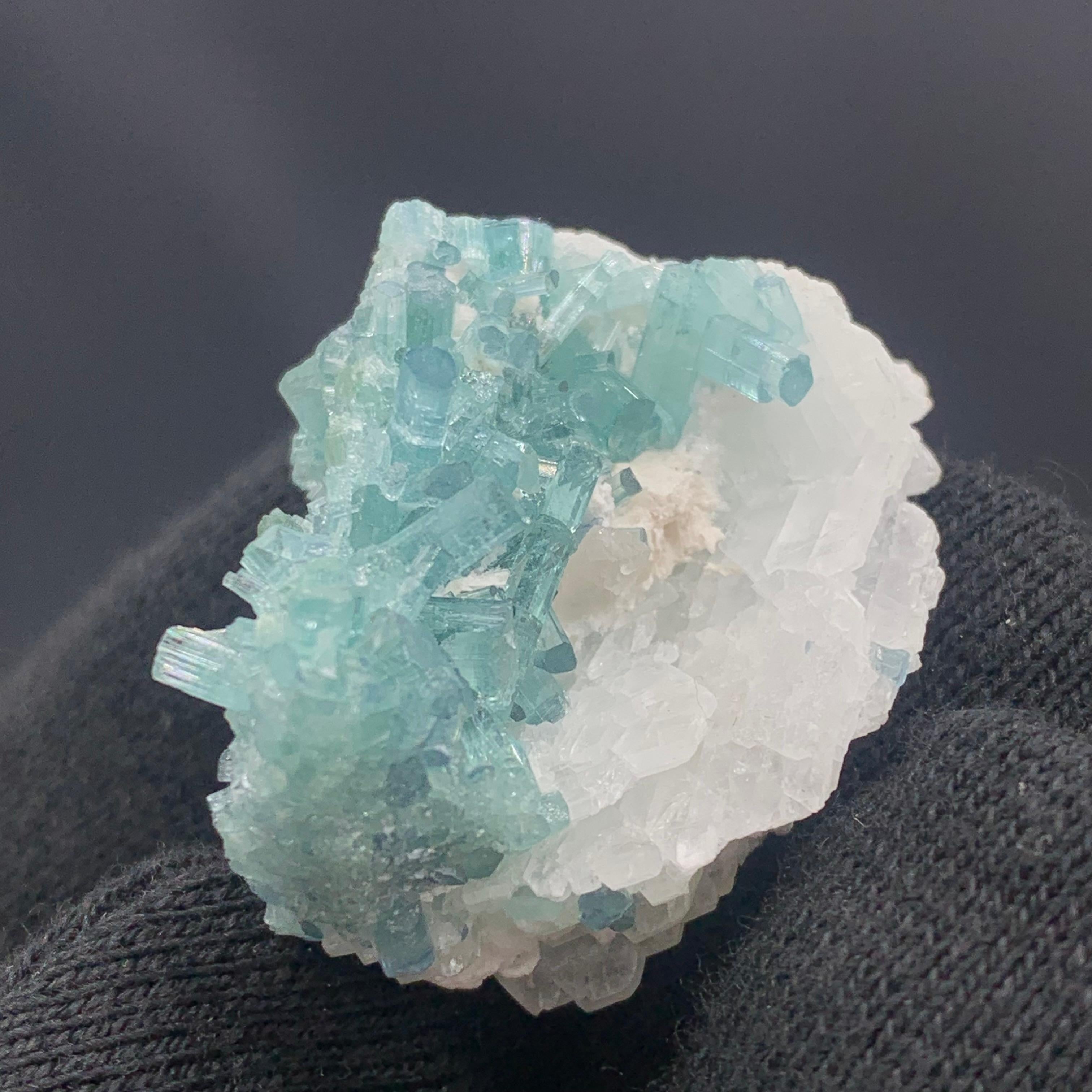 18th Century and Earlier Beautiful 17.91 Gram Tourmalines Specimen on Albite from Kunar, Afghanistan For Sale