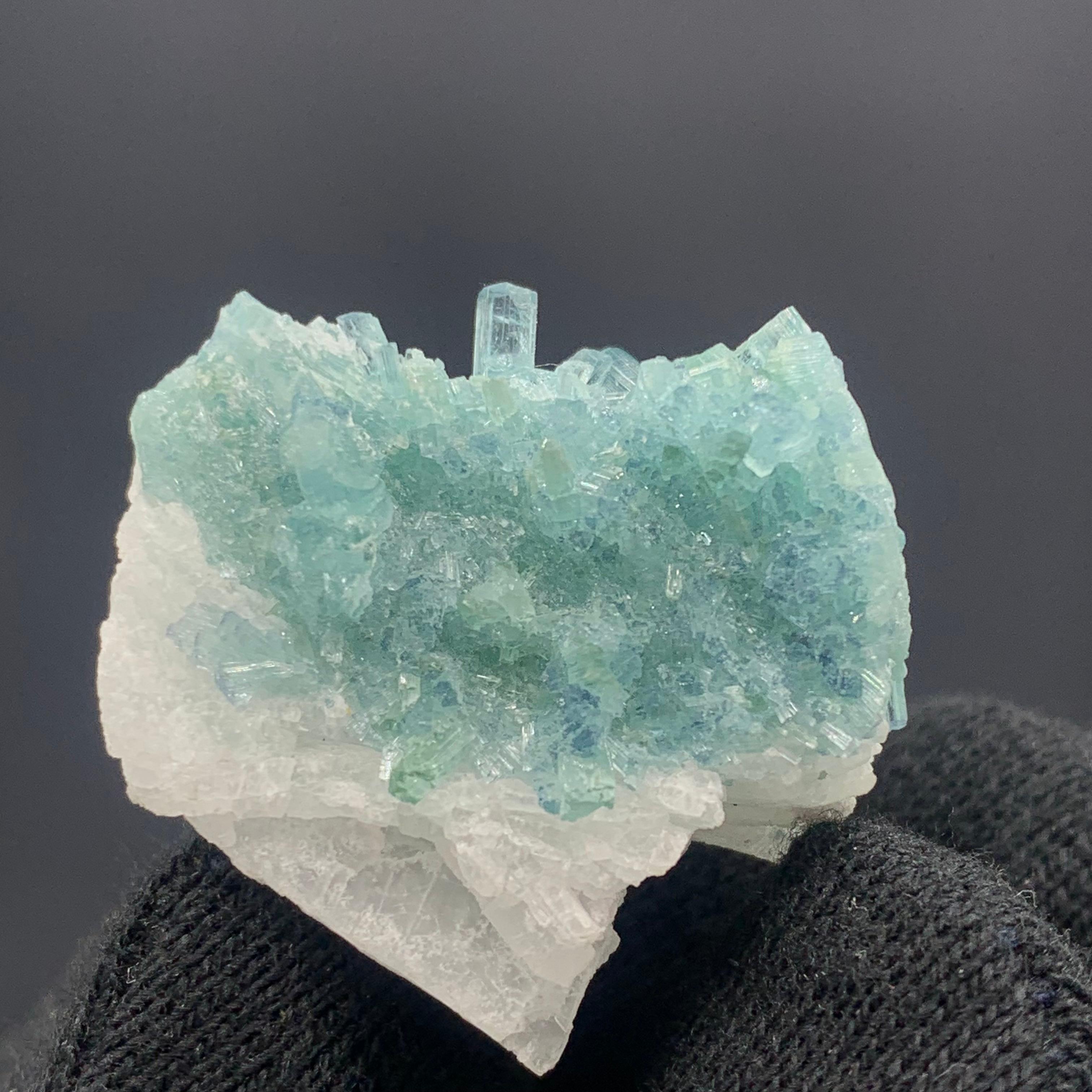 Rock Crystal Beautiful 17.91 Gram Tourmalines Specimen on Albite from Kunar, Afghanistan For Sale