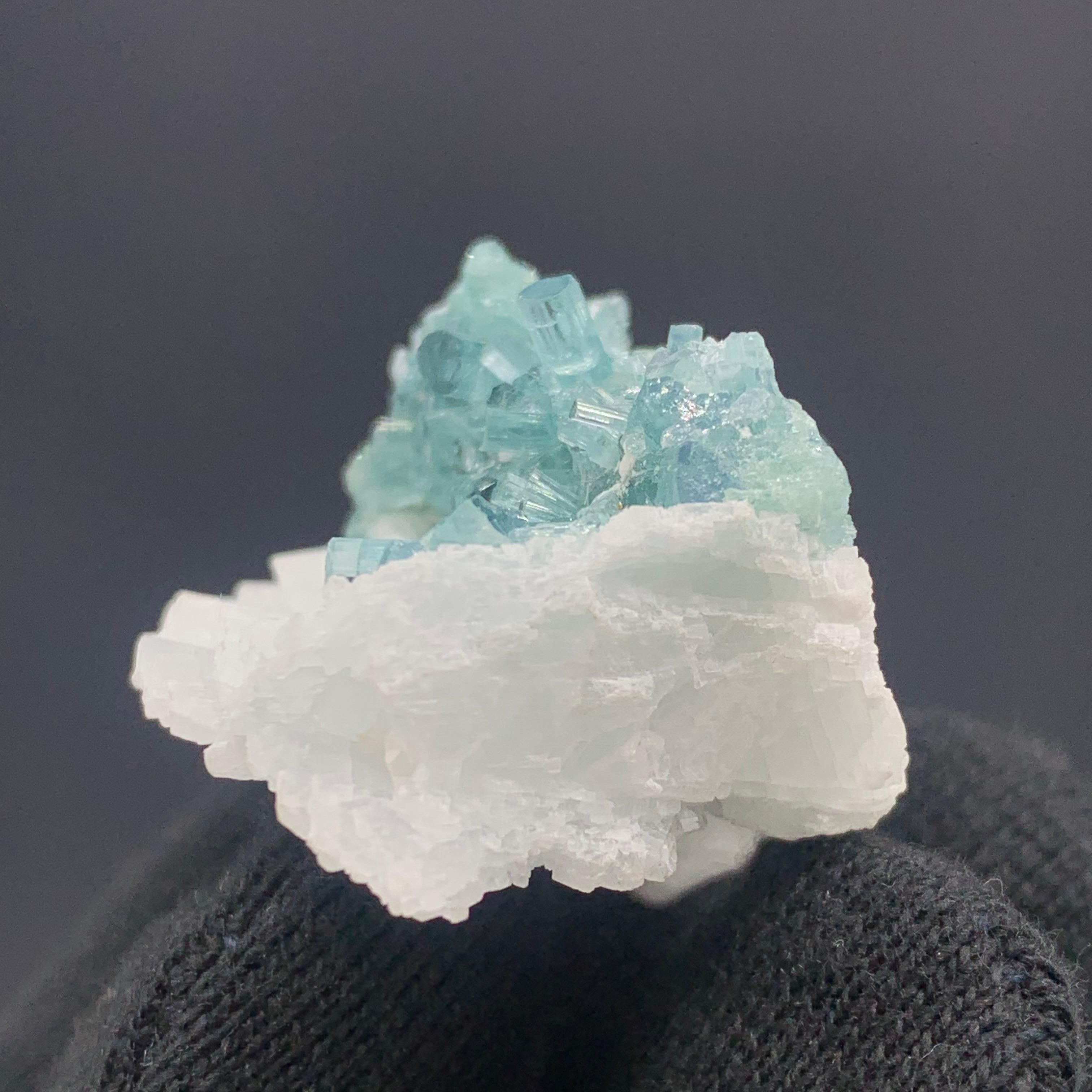 Beautiful 17.91 Gram Tourmalines Specimen on Albite from Kunar, Afghanistan For Sale 1