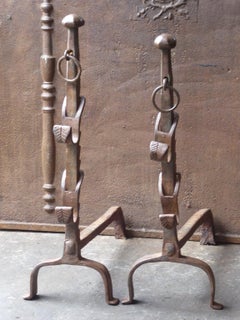 Beautiful 17th-18th Century French Gothic Andirons or Firedogs