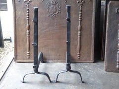 Beautiful 17th-18th Century French Louis XIII Andirons or Firedogs