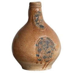 Antique Beautiful 17th Century Bartmann / Bellarmine Jug German Salt Glazed Stoneware