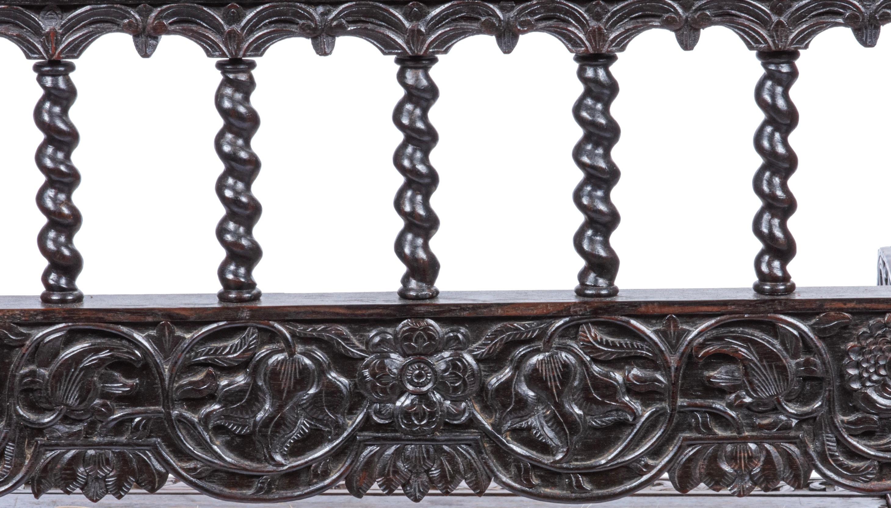 Carved Beautiful 17th-Century Dutch-Colonial Macassar Ebony Armchair