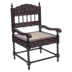 Magnifique fauteuil en ébène de Macassar de style néerlandais-colonial du XVIIe siècle