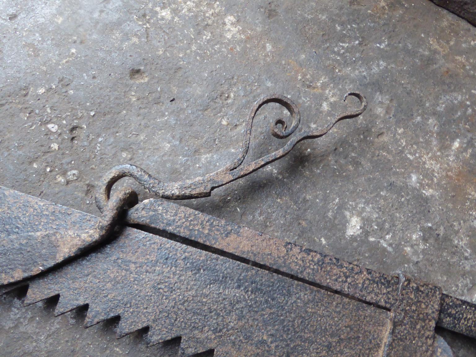 Forged Beautiful 17th Century French Fireplace Trammel or Hanger For Sale