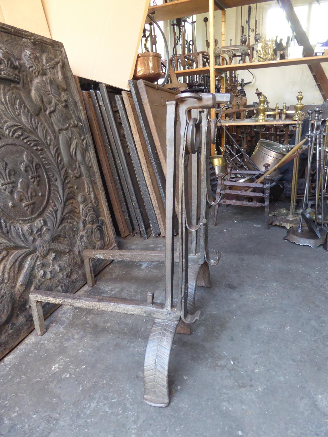 Beautiful 17th Century French Gothic Andirons or Firedogs For Sale 1