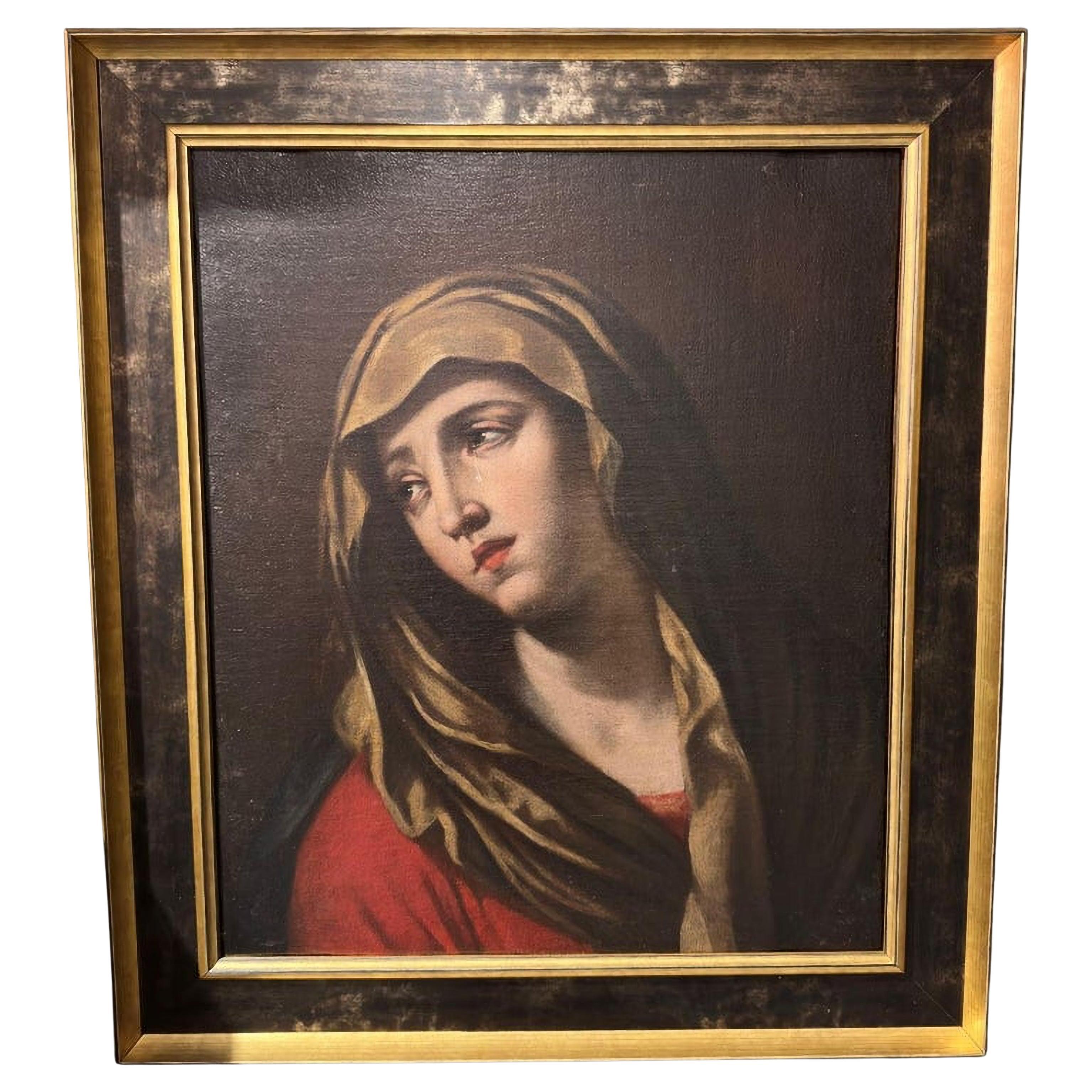 Beautiful 17th Century Italian School " Virgin of Sorrows " For Sale