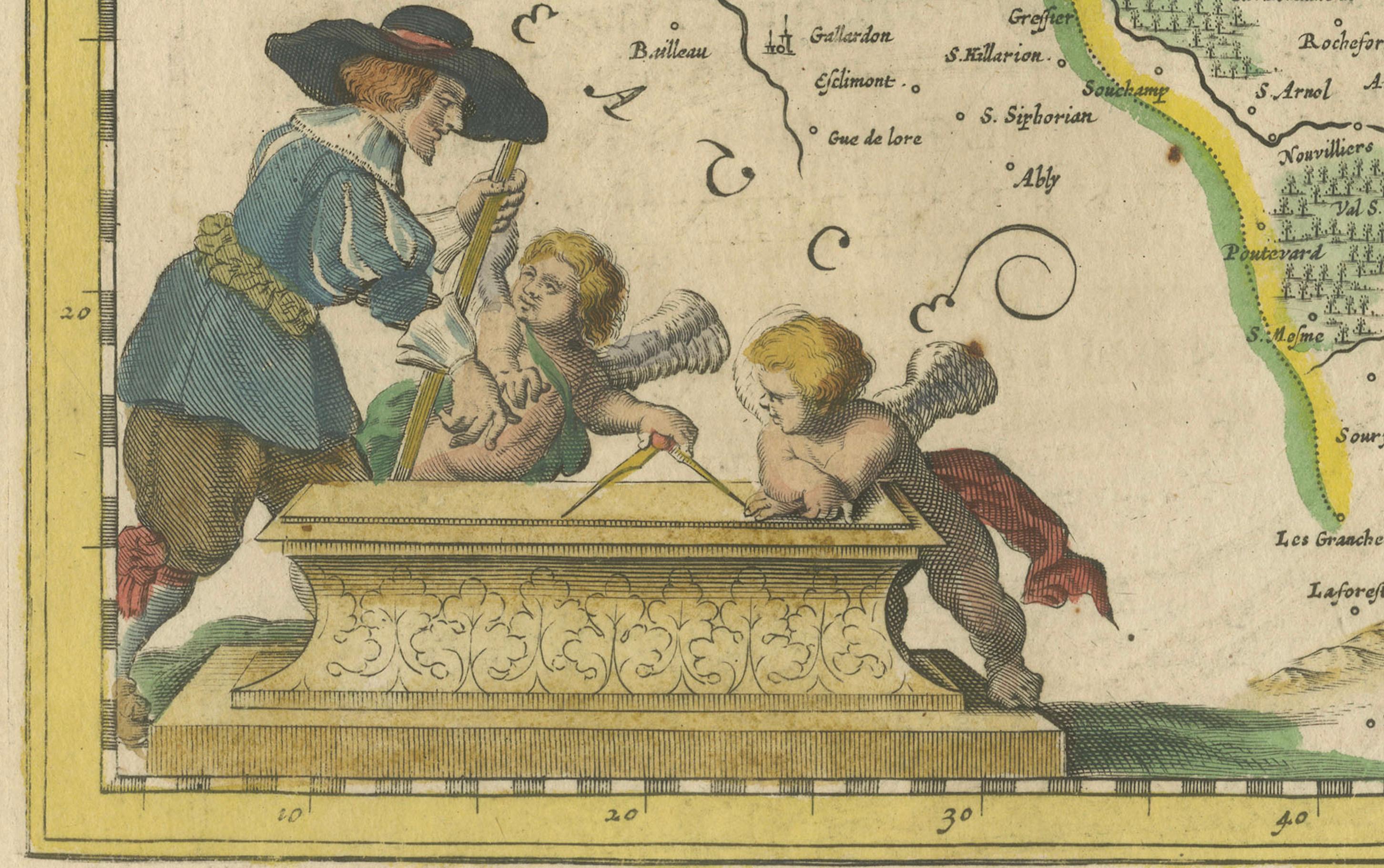 Milieu du XVIIe siècle Magnifique carte de Paris et de l'île de France du 17ème siècle par Templeux, vers 1650 en vente
