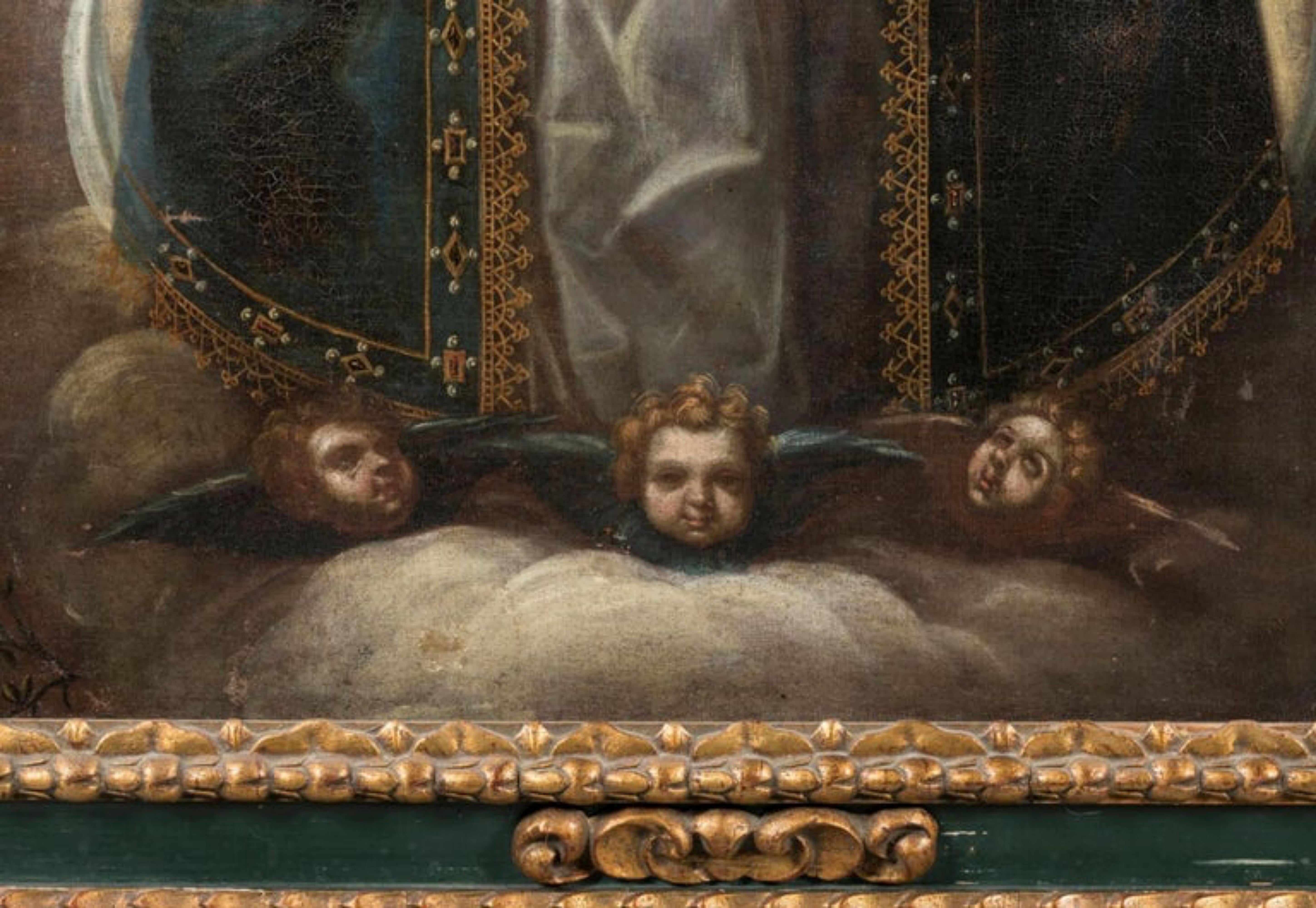 Schöne mexikanische Schule des 17. Jahrhunderts – „Annunciation“ (Mexikanisch) im Angebot