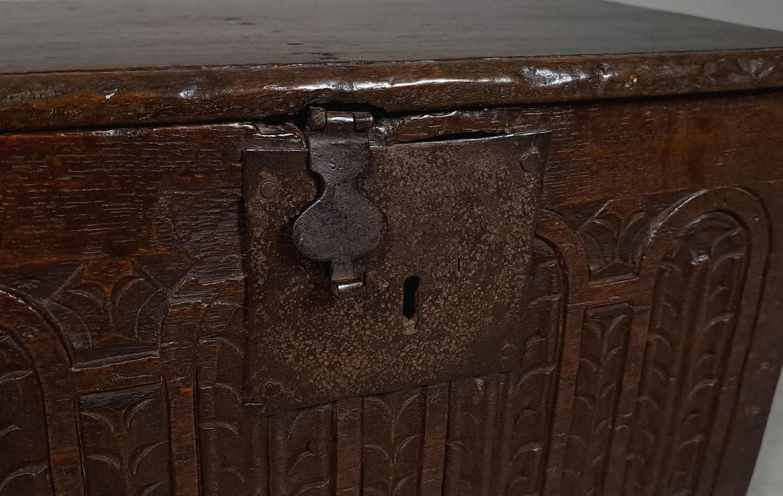 18th Century and Earlier Beautiful 17th Century Small Oak Chest or Deed Box c. 1640 For Sale