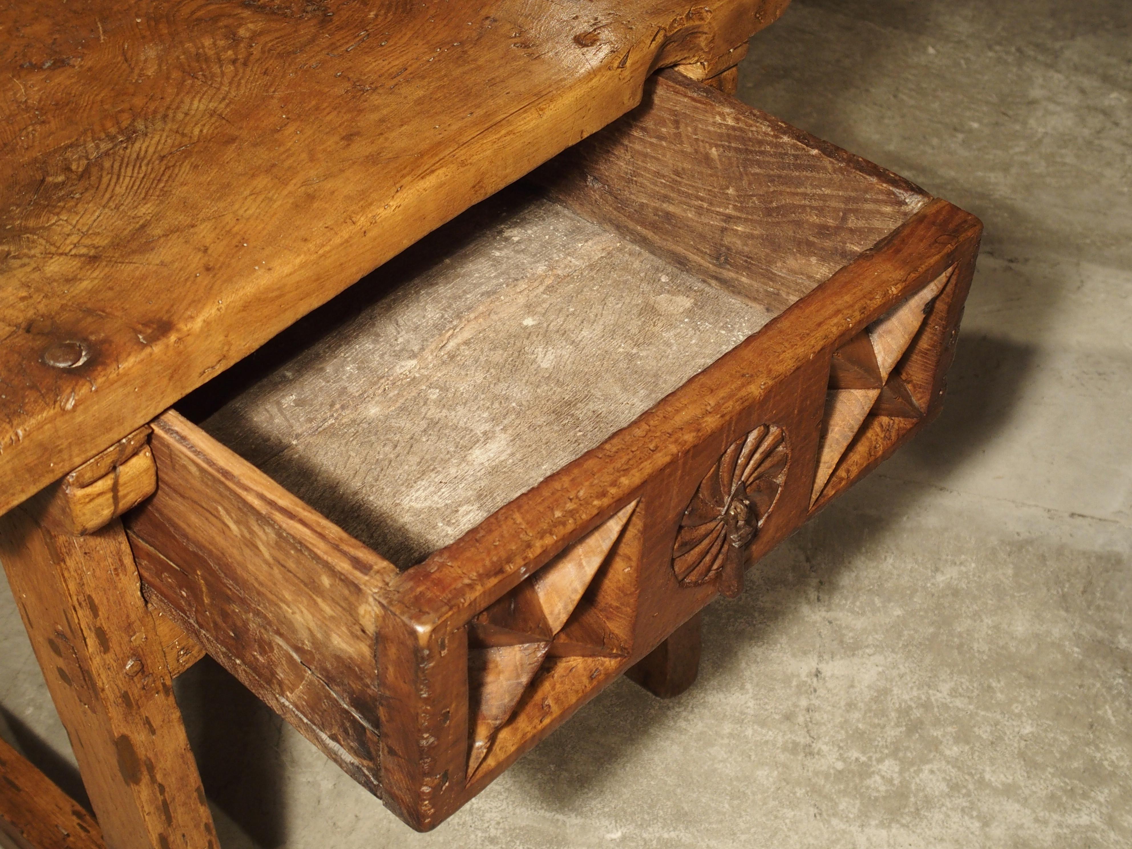 Hand-Carved Beautiful 17th Century Walnut Side Table from Spain