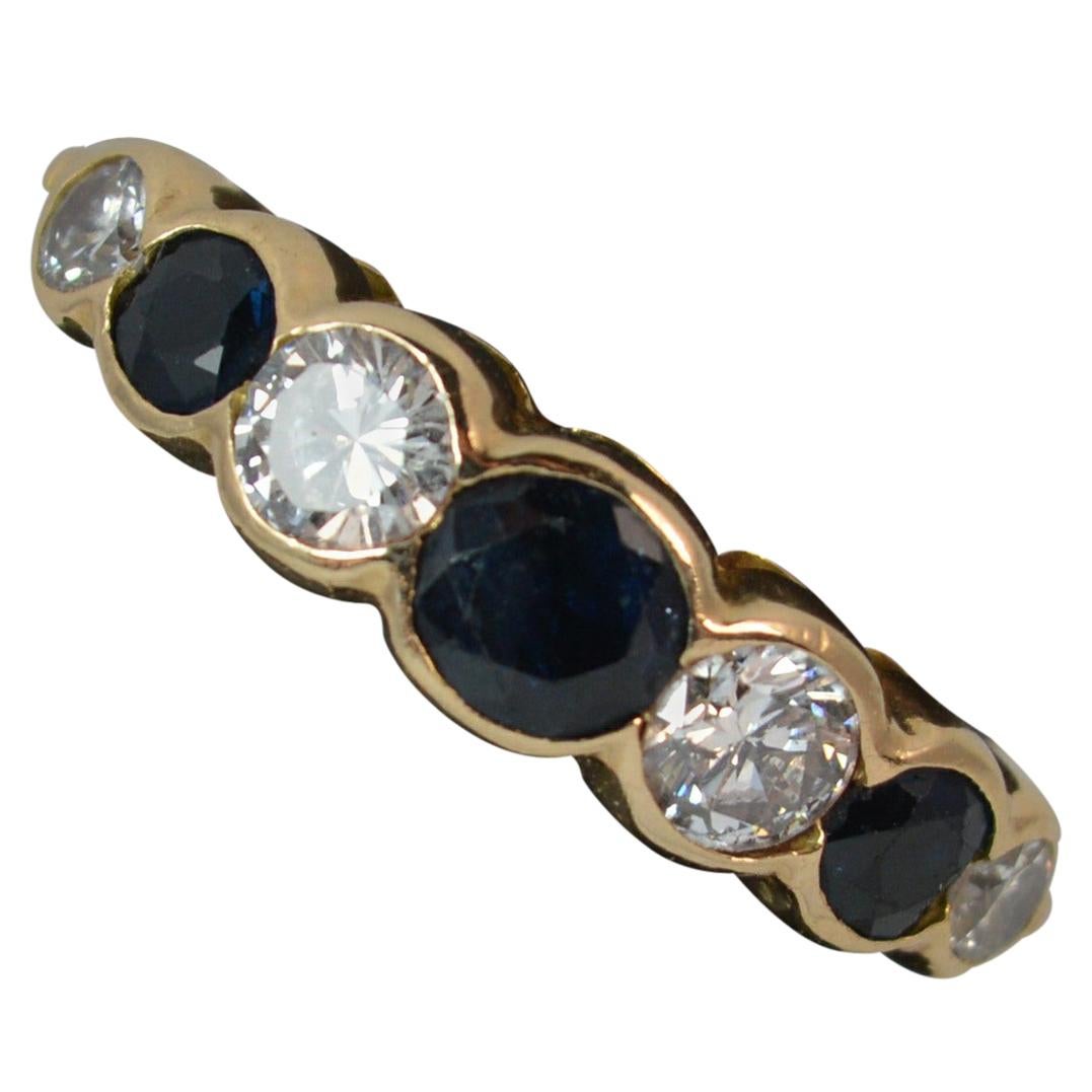 Beautiful 18 Carat Bubble Set Sapphire and Vs Diamond Stack Ring