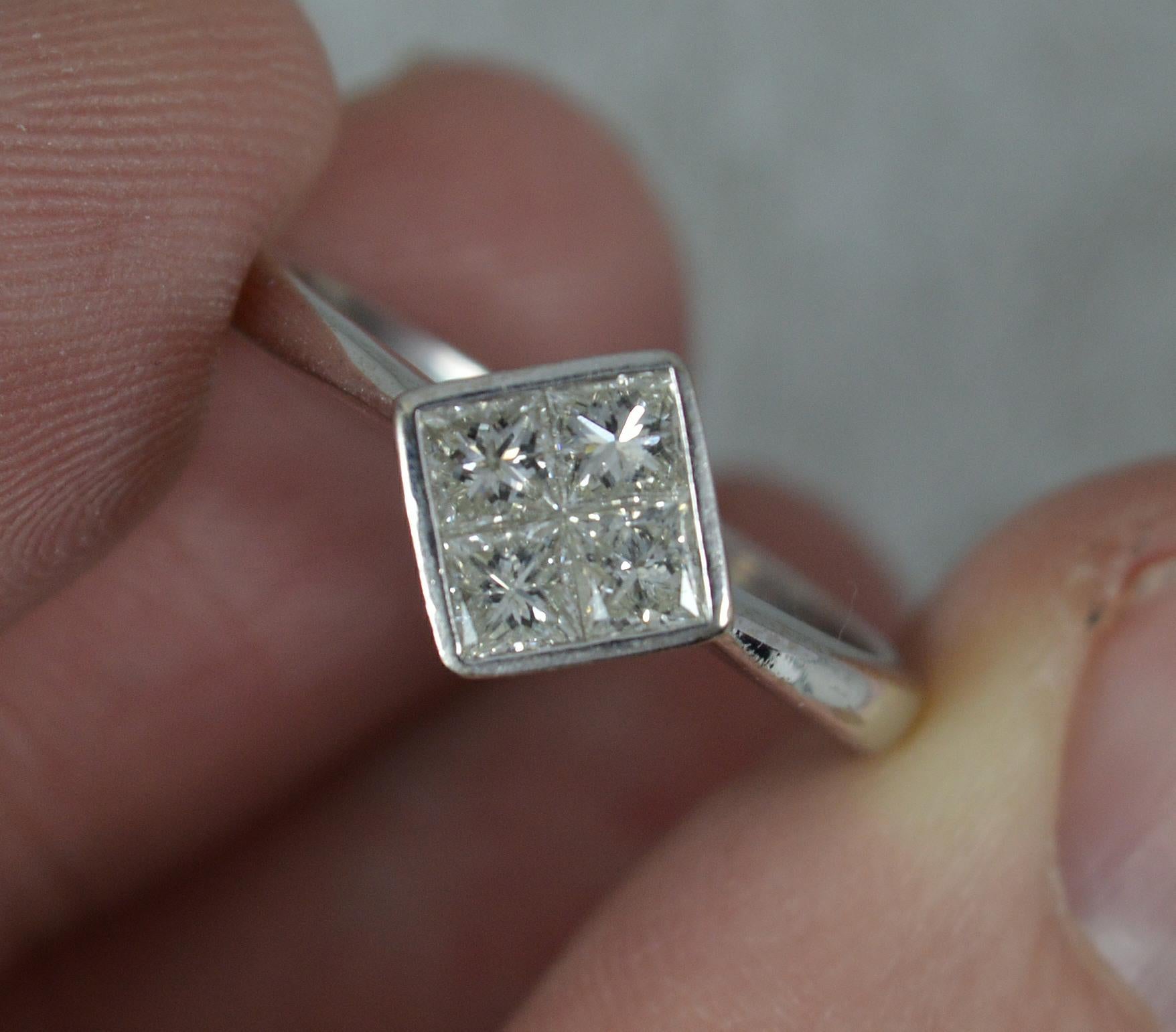 Beautiful 18 Carat White Gold 0.5ct Diamond Quatrefoil Cluster Ring In Excellent Condition For Sale In St Helens, GB