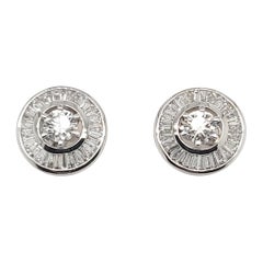 Beautiful 18 K White Gold Solitaire Diamonds Studs with Baguette Jackets 2.27 ct