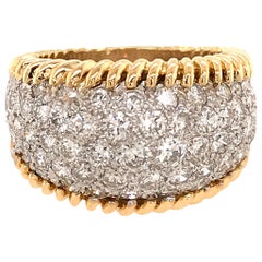 Beautiful 18 Karat Yellow and White Gold Diamond Bombe Style Ring