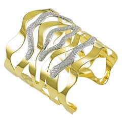 Sophia D Yellow Gold Bangles with 3 Carats of Diamond
