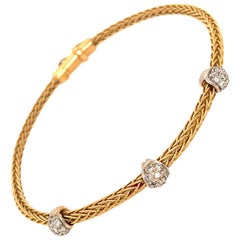 Beautiful 18 Karat Yellow Gold Diamond Cable Bracelet