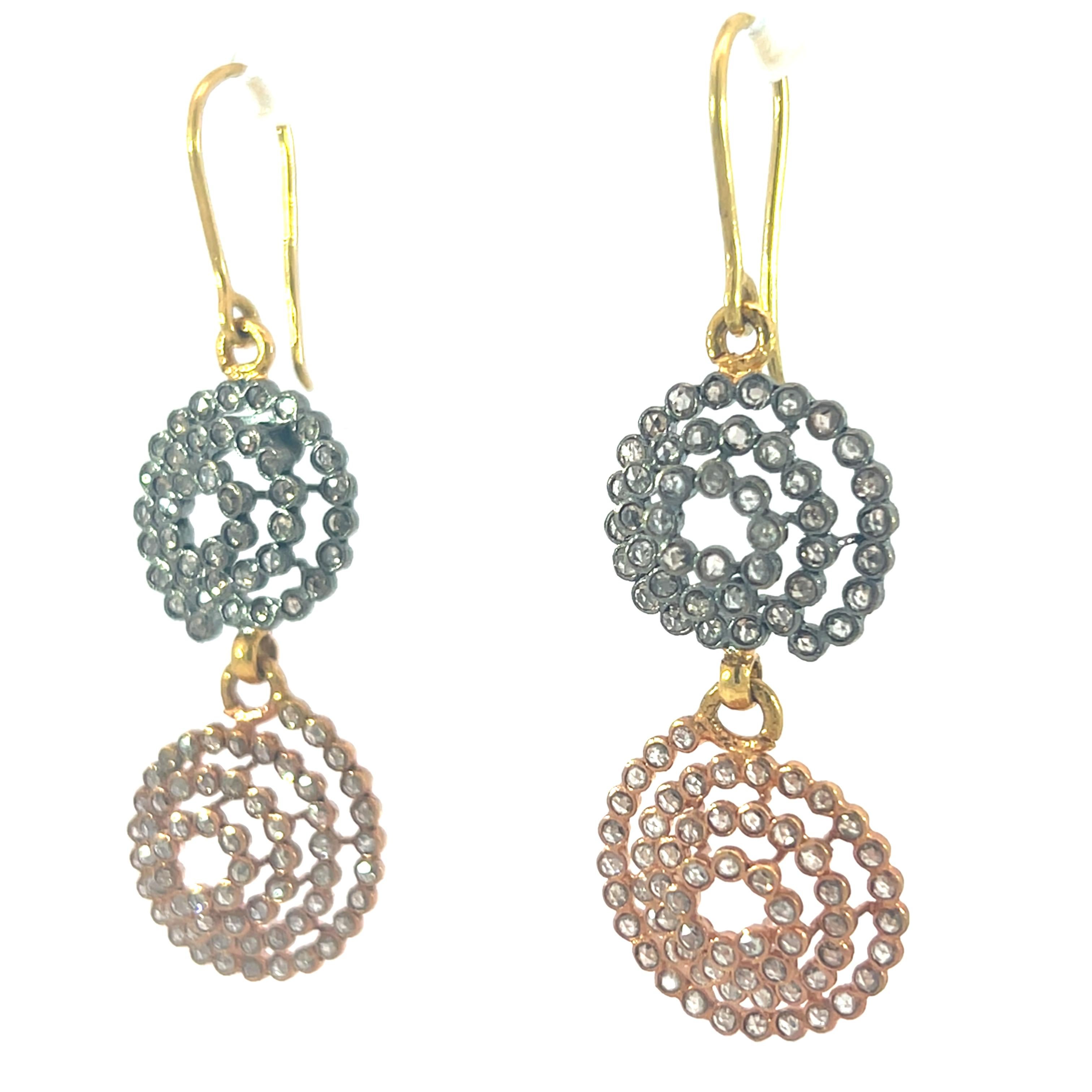 Bellissimi orecchini con diamanti in oro e argento 18 carati In condizioni Nuovo in vendita a New York, NY
