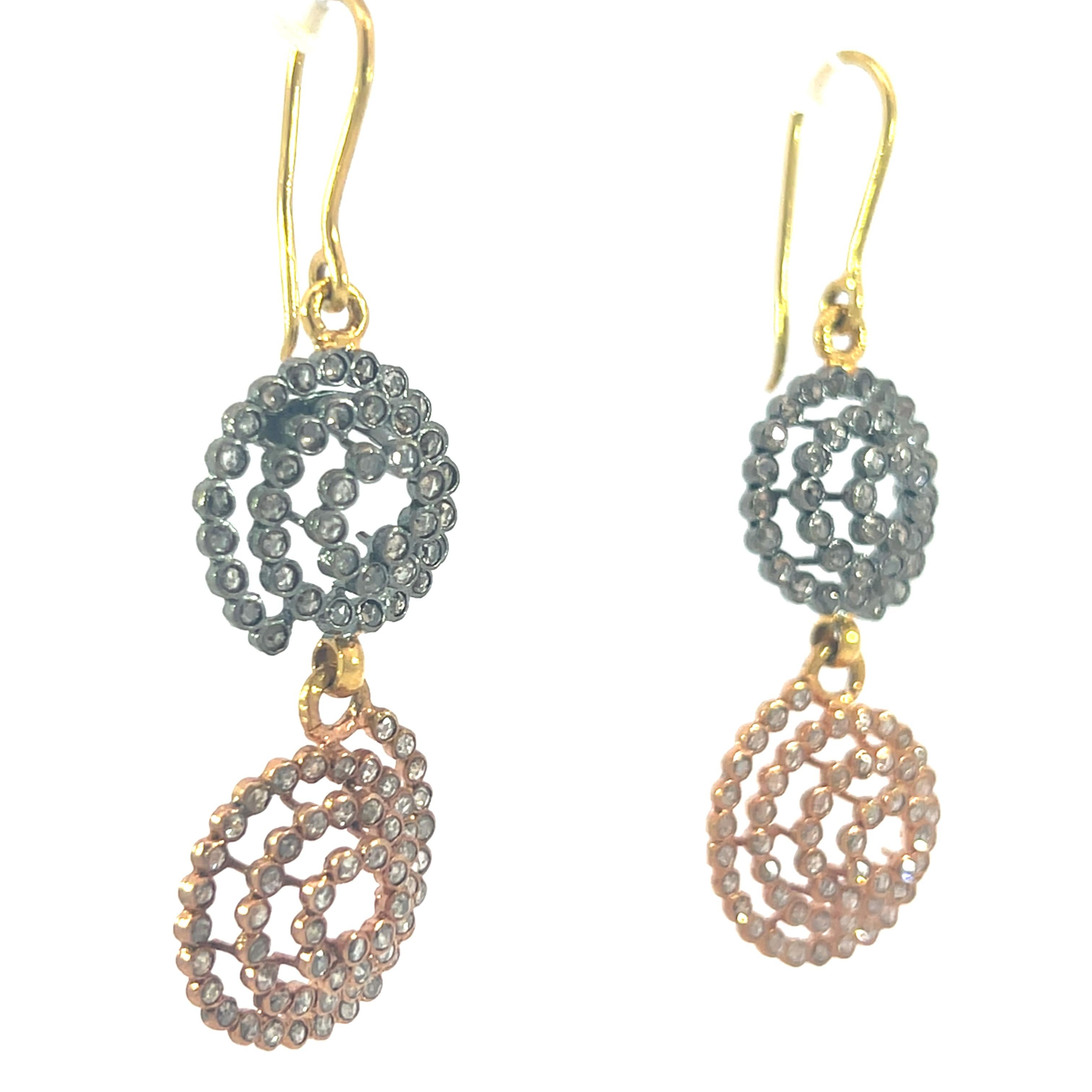 Donna Bellissimi orecchini con diamanti in oro e argento 18 carati in vendita