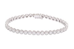 Precioso 18 kt. Pulsera de tenis de oro blanco con 4 ct. Diamantes