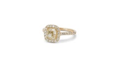 Beautiful 18 Kt. Yellow Gold Halo Fancy Ring W/ 1.66 Ct Natural Diamond AIG Cert