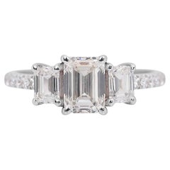 Beautiful 1.84ct Diamonds 3-Stone Ring in 18k White Gold - GIA Certified
