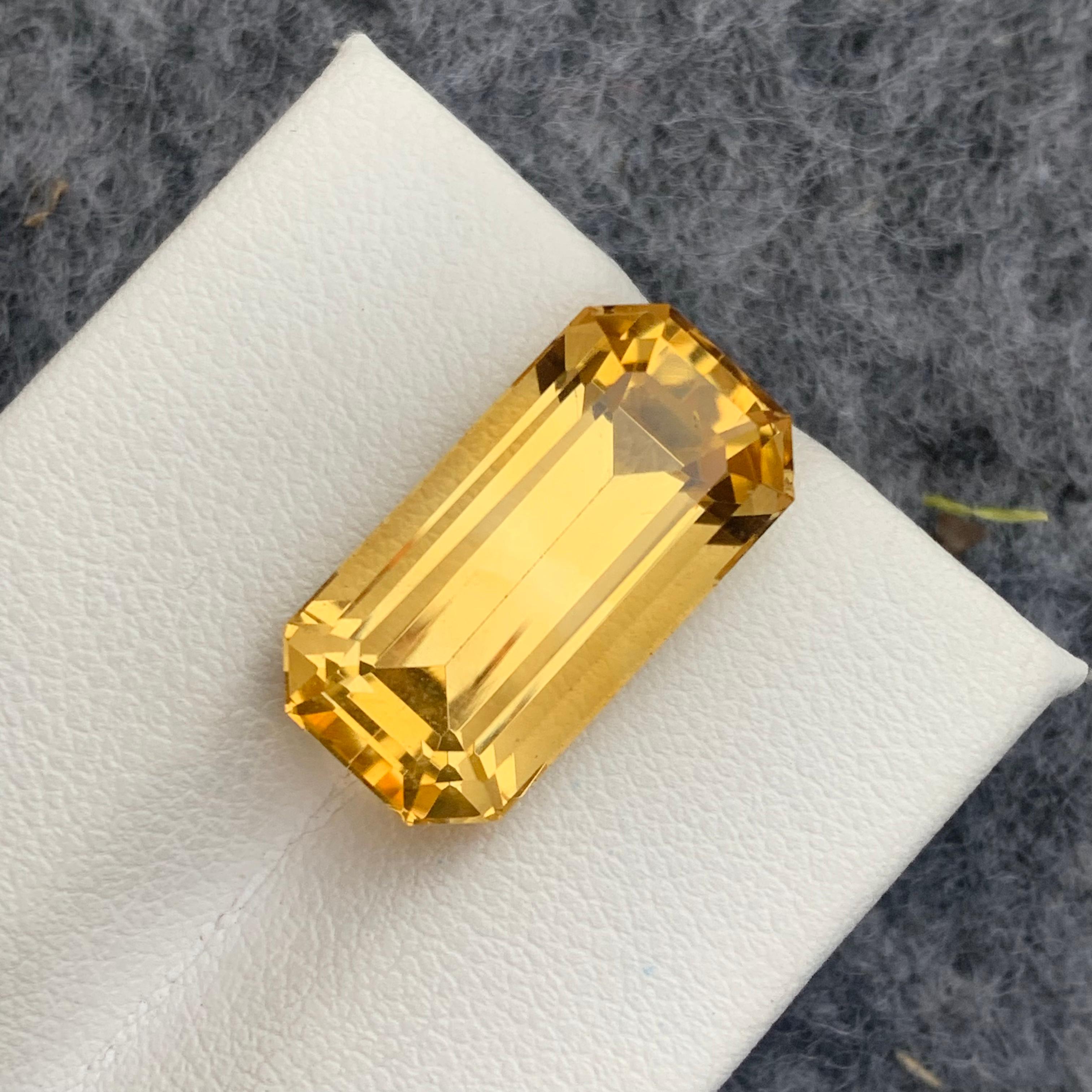 Faceted Citrine
Weight : 11.65 Carats
Dimensions : 18.5x9.5x8.8 Mm
Clarity : Eye Clean 
Origin : Brazil
Color: Yellow 
Shape: Emerald 
Certificate: On Demand
Month: November
.
The Many Healing Properties of Citrine
Increase Optimism, And Sunny