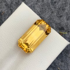 Beautiful Long Emerald Cut Natural Loose Yellow Citrine from Brazil
